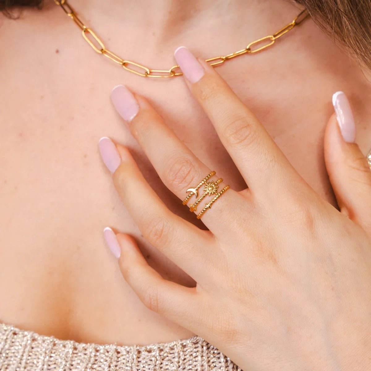 Anel Sky Ajustável Banhado em Ouro 18K