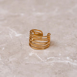 Anel Tramas Ajustável Banhado em Ouro 18K