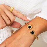 Bracelete Bella Ônix Banhado em Ouro 18k