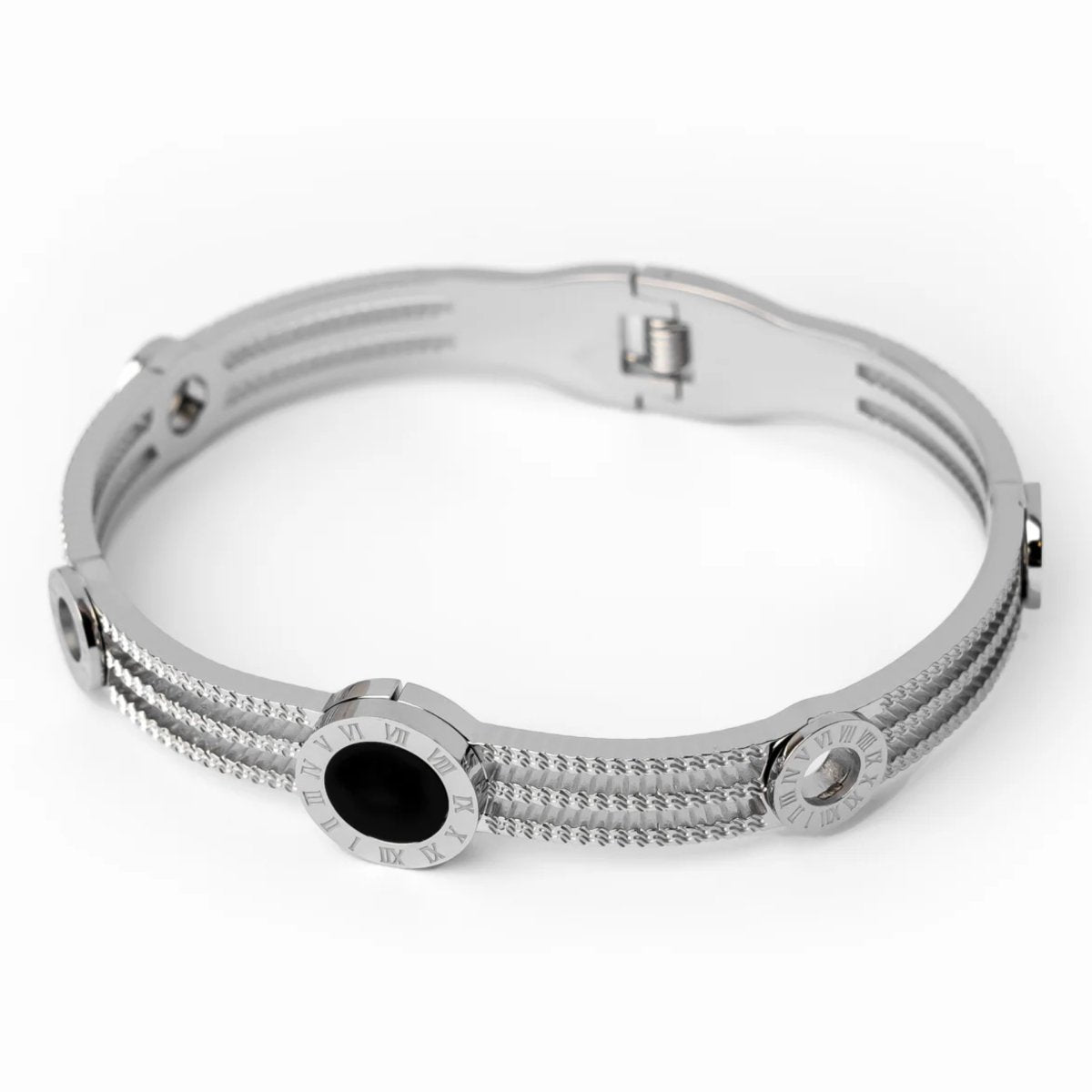 Bracelete Tríplice Ônix Banhado em Ouro 18k