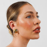 Brinco Spiral Square com Mix de Banhos Dourado e Prata