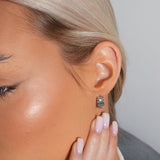 Brinco Square Charm Prata