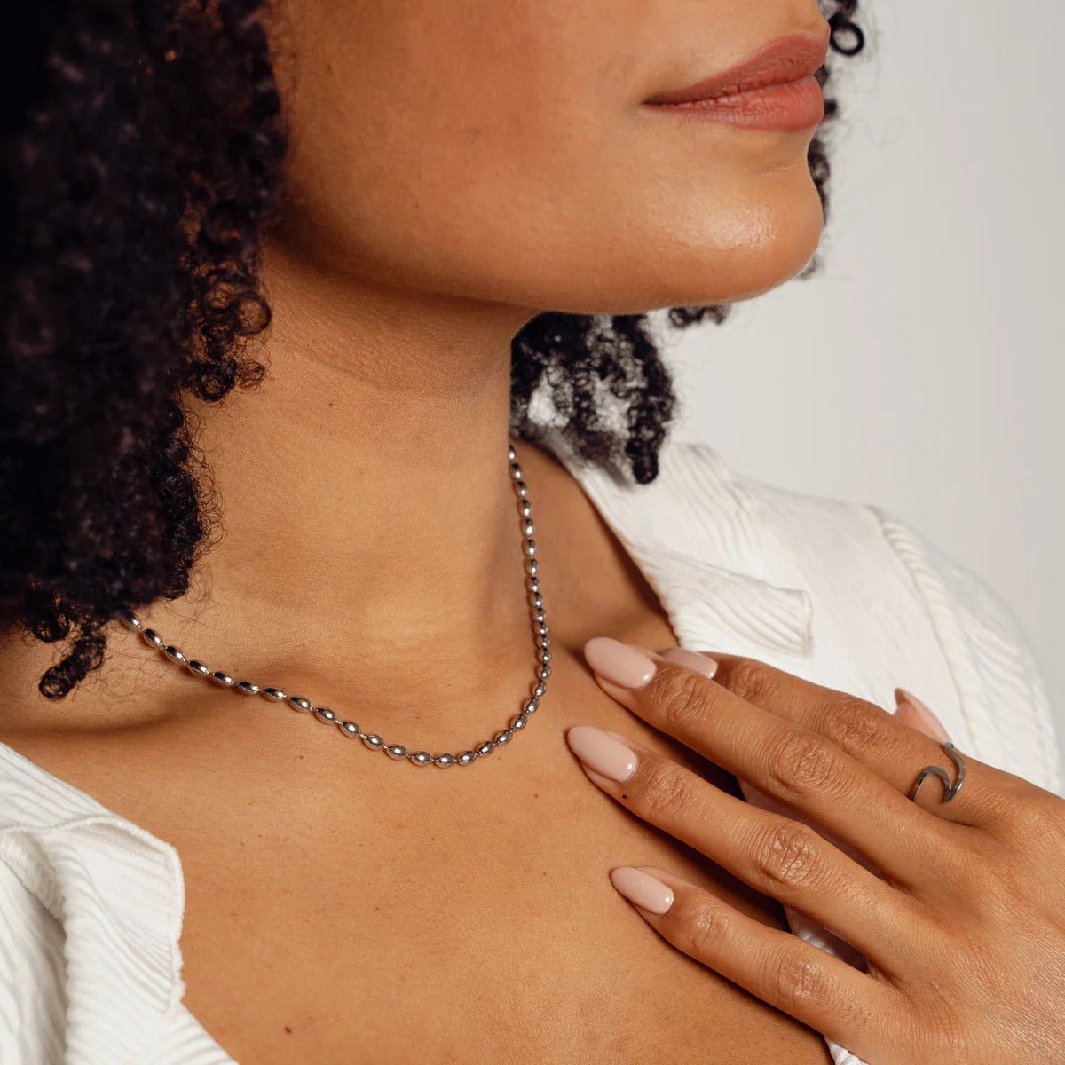 Colar Corrente Esfera Prata