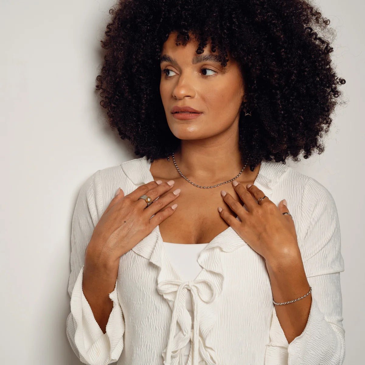 Colar Corrente Esfera Prata