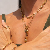 Colar Corrente Pingente Geométrico Liso Banhado em Ouro 18K