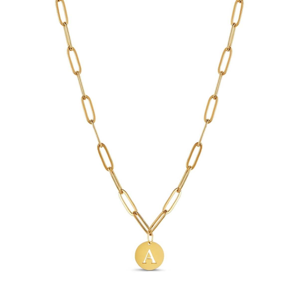 Colar Letra Inicial Clip Chain Banhado em Ouro 18K