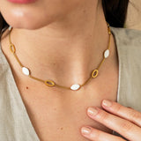 Colar Pingente Oval Angellica Banhado em Ouro 18K