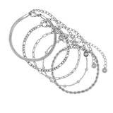 Kit Pulseiras Glamour Zircônias Prata