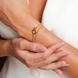 Pulseira Pingente Elo Quadrado Banhada em Ouro 18K